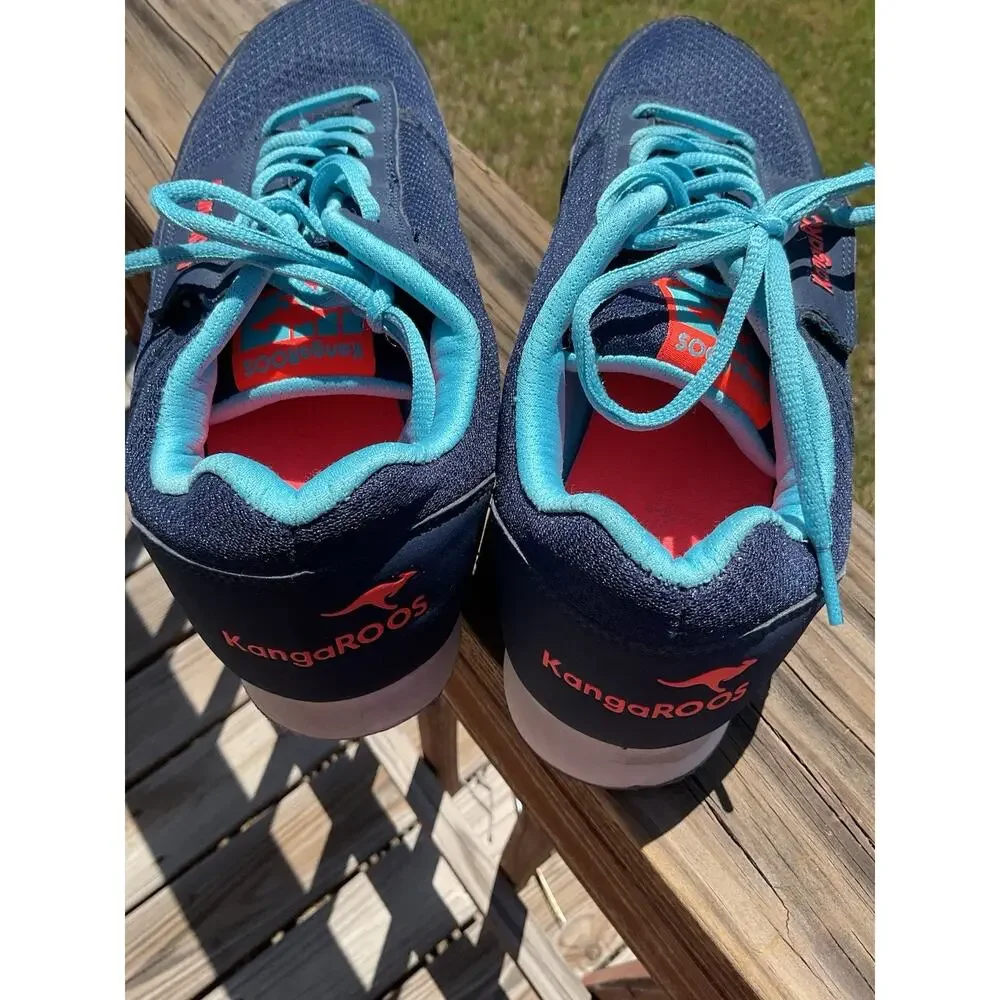 Kangaroos Women's Vintage Shoes Size 10 Blue Orange Zip Pocket Pass